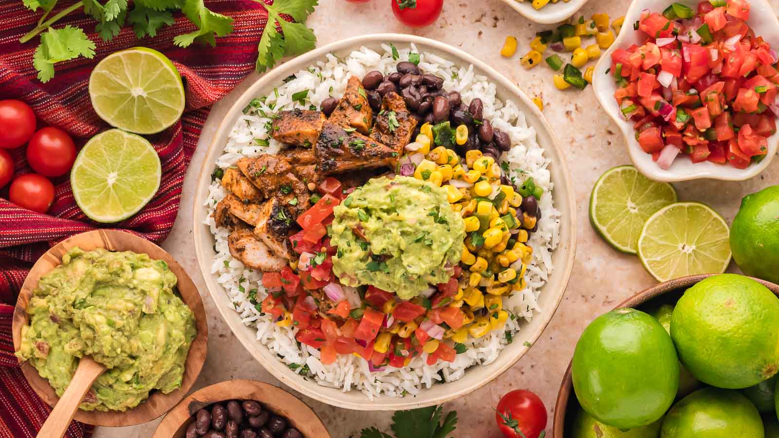 Chipotle Chicken Burrito Bowls by Tessie's Table.