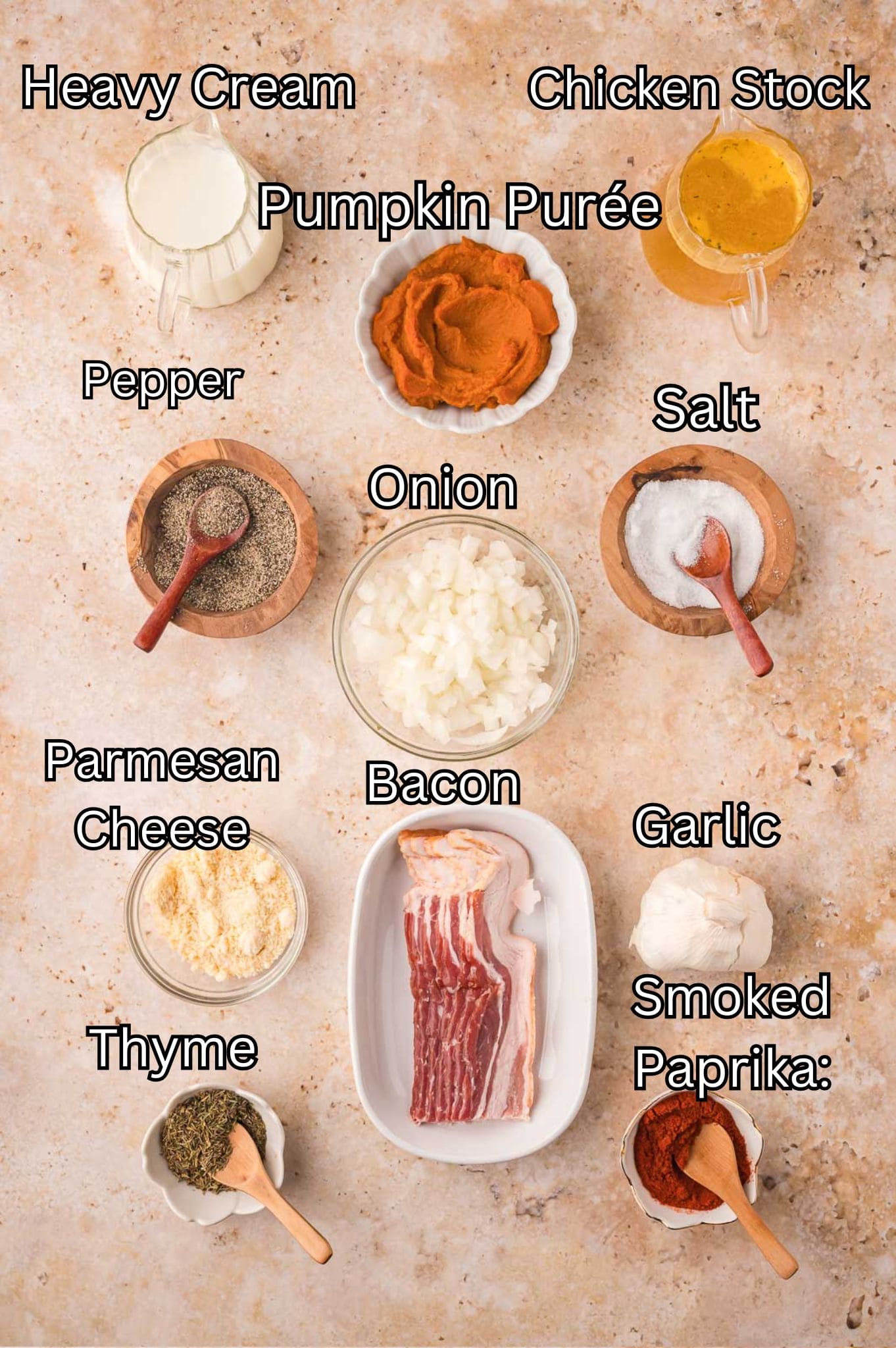 Ingredients for Slow Cooker Pumpkin Soup.