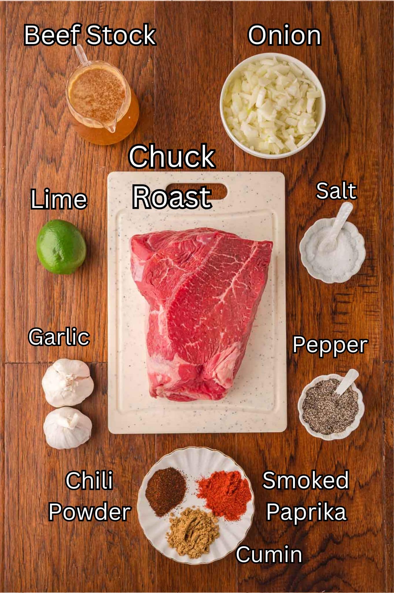 Ingredients for Slow Cooker Shredded Beef.