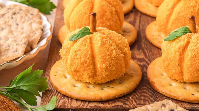 Mini Pumpkin Cheese Balls by Tessie's Table.
