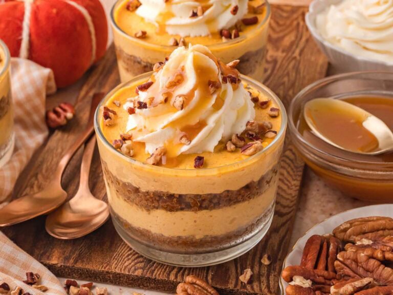 Pumpkin Pie Cheesecake Cups by Tessie's Table.