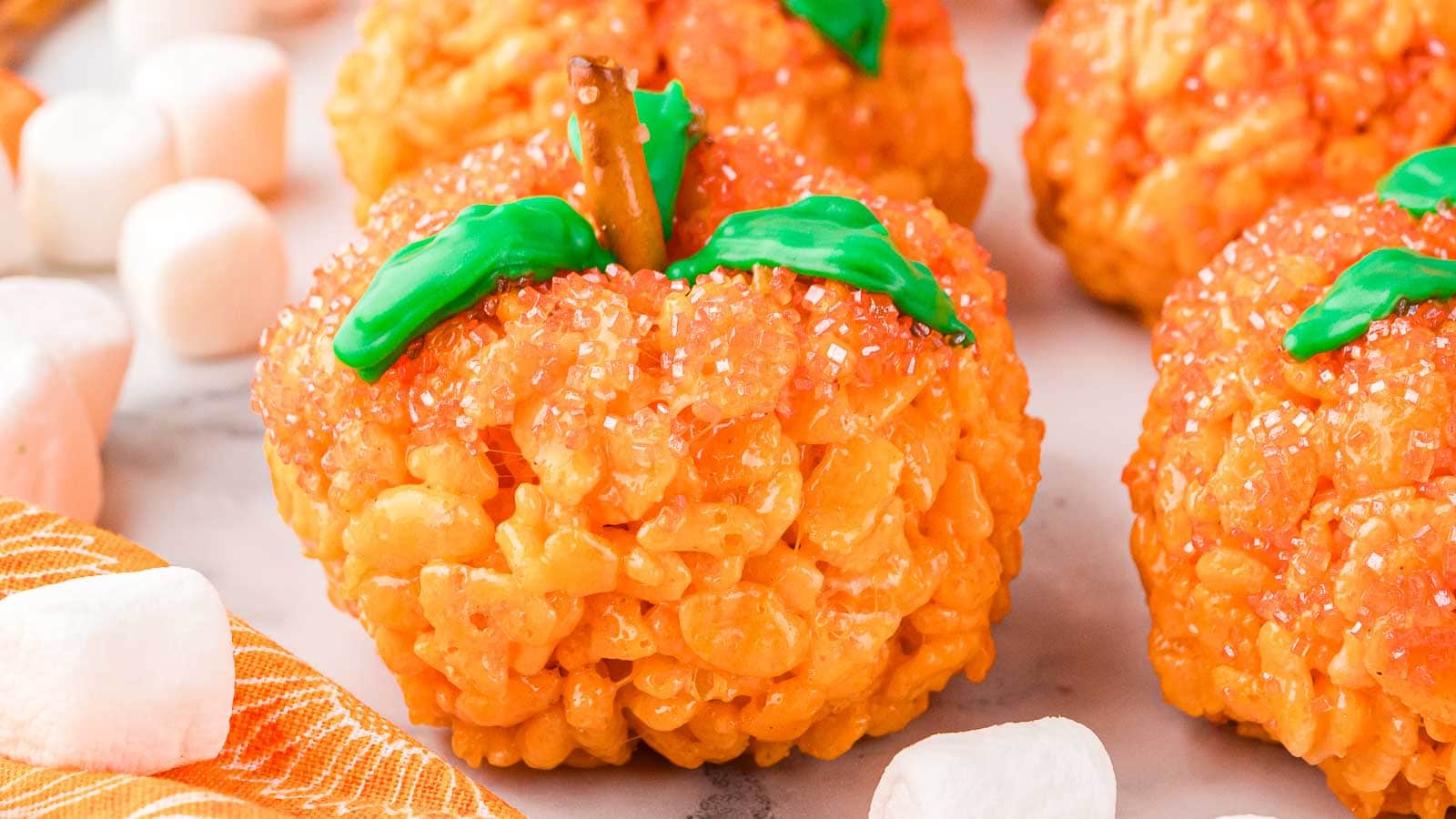 Rice Krispie Pumpkins by Tessie's Table.