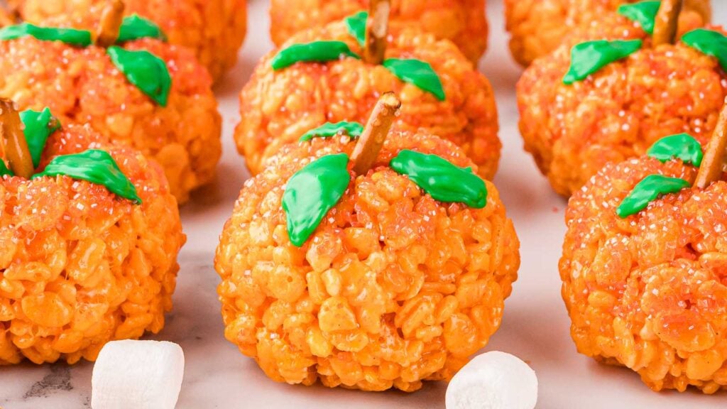 Rice Krispie Pumpkins by Tessie's Table.