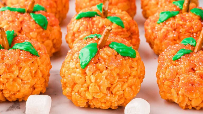 Rice Krispie Pumpkins by Tessie's Table.