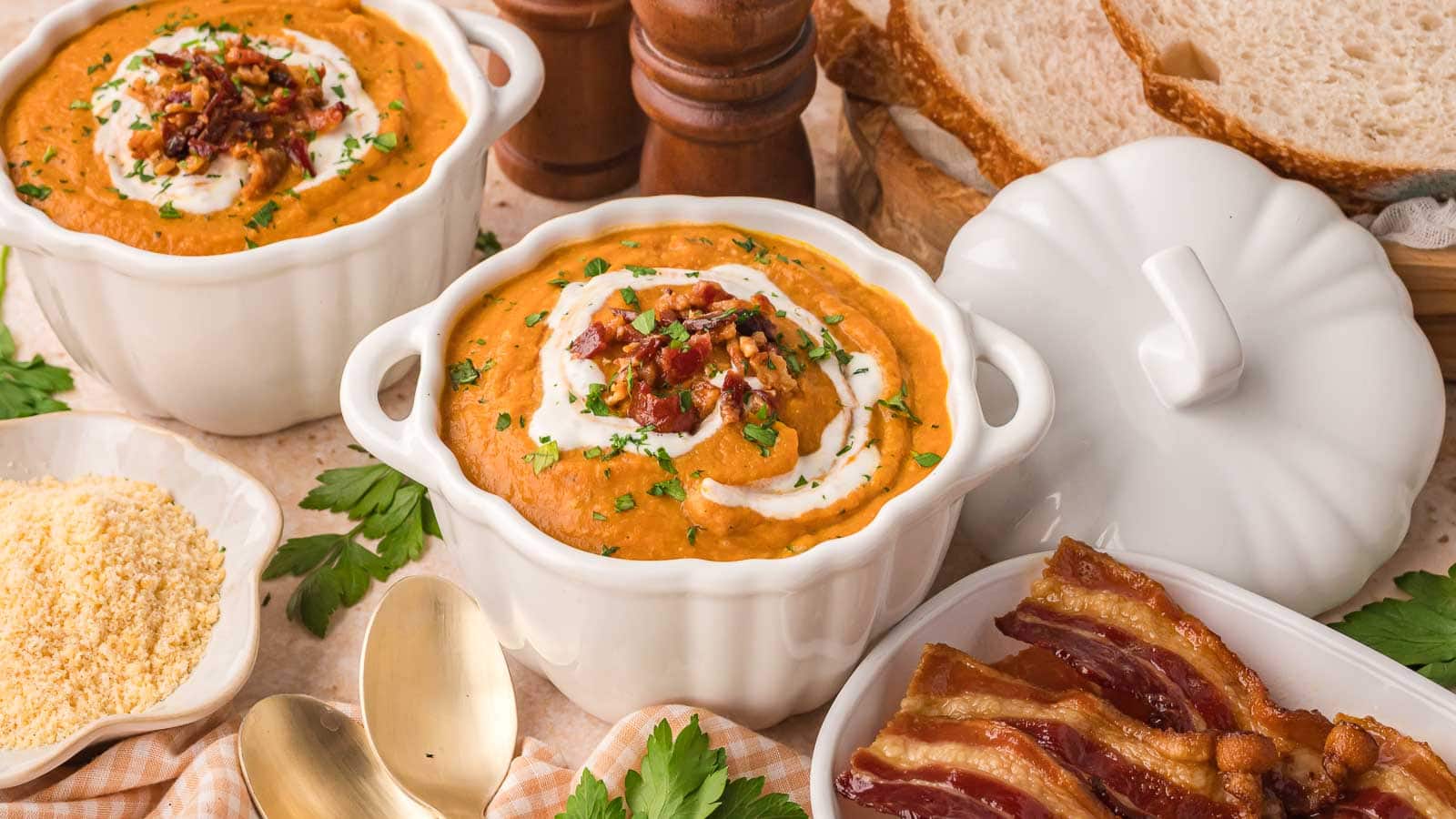 Slow Cooker Pumpkin Soup by Tessie's Table.