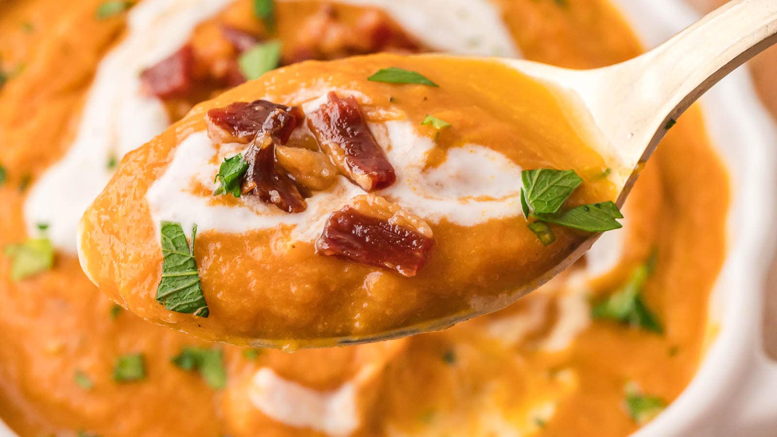 Slow Cooker Pumpkin Soup by Tessie's Table.