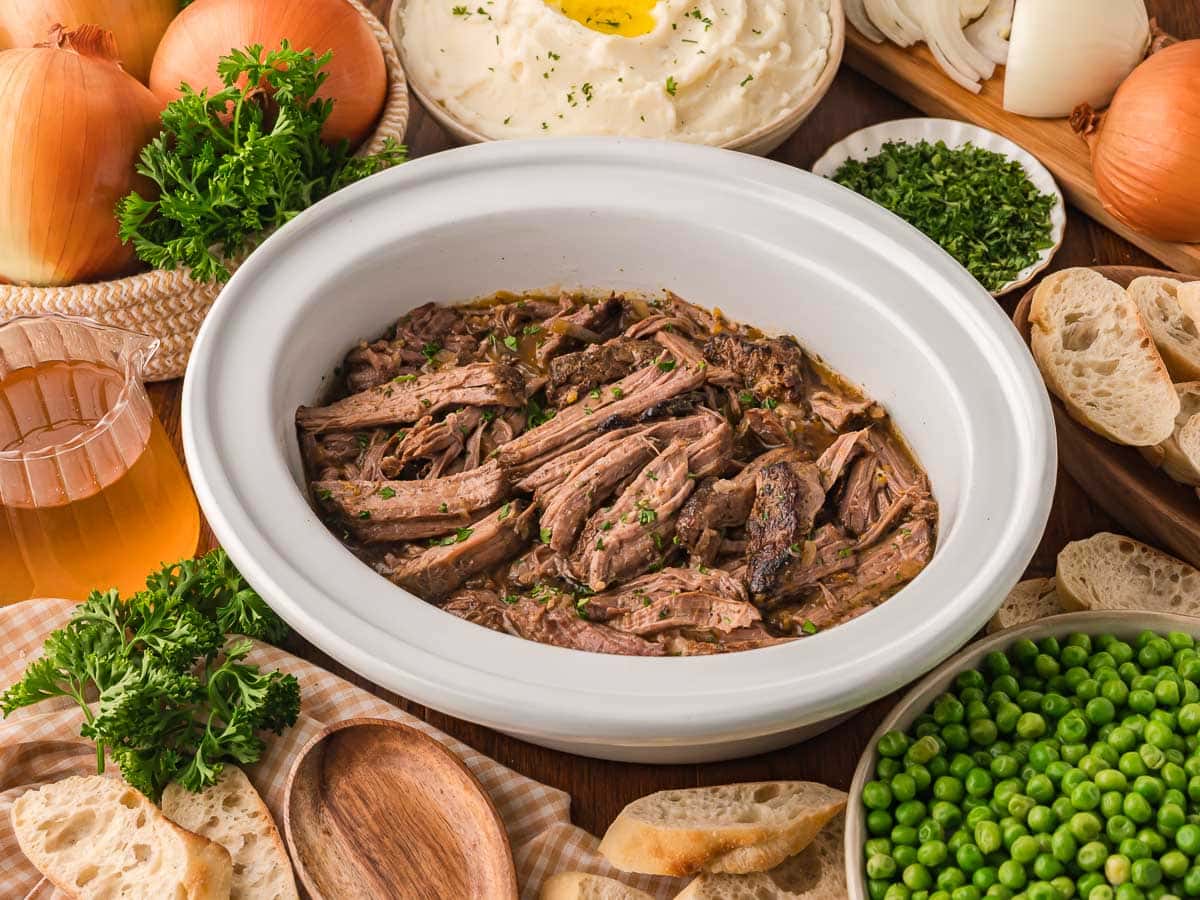 Slow Cooker Shredded Beef by Tessie's Table.