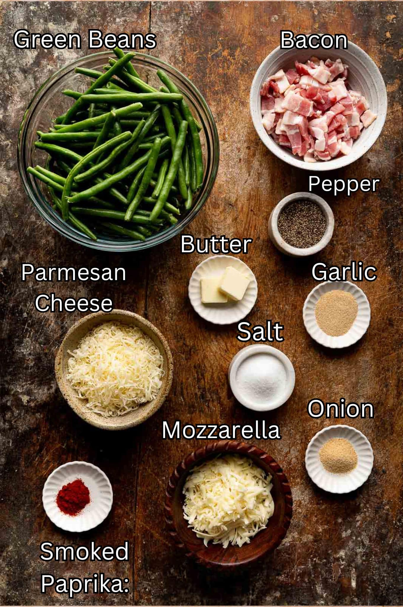 Ingredients for Cheesy Green Beans.