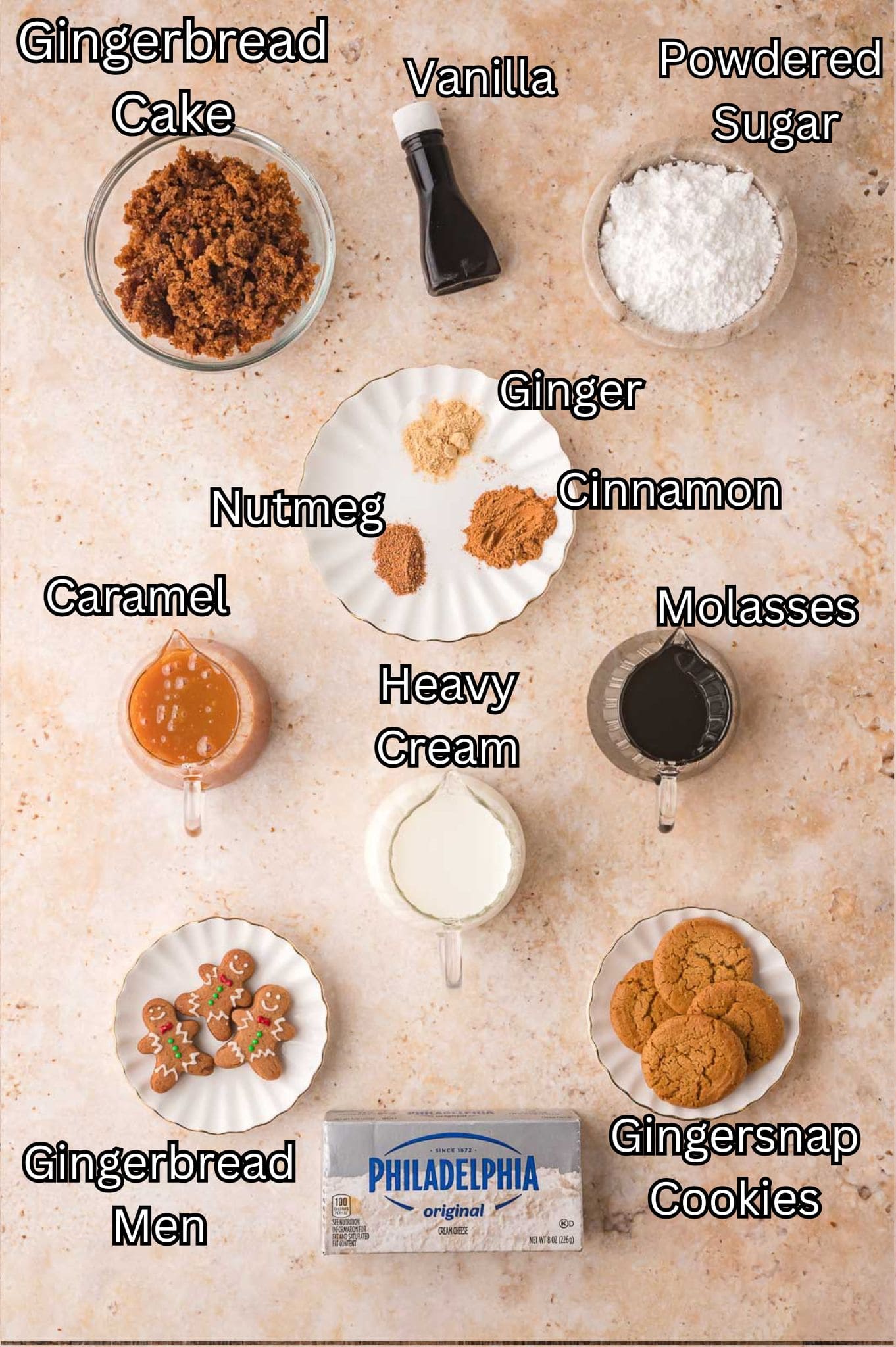 Ingredients for Gingerbread Trifle Tessie's Table.