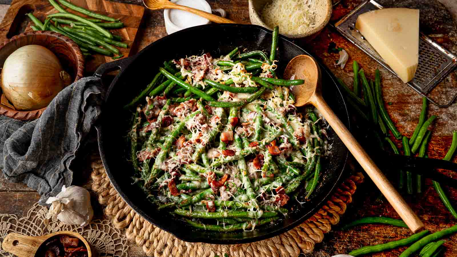 Cheesy Green Beans By Tessie's Table.