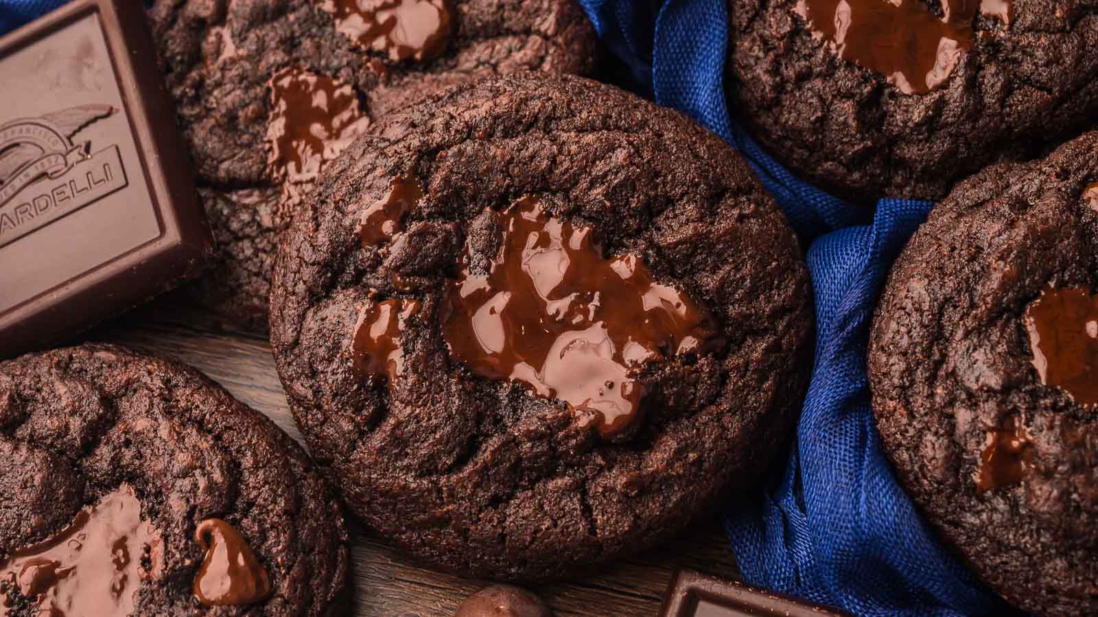 Double Chocolate Chunk Cookies By Tessie's Table.