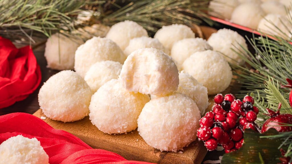 Coconut Snowball Cookies By Tessie's Table.