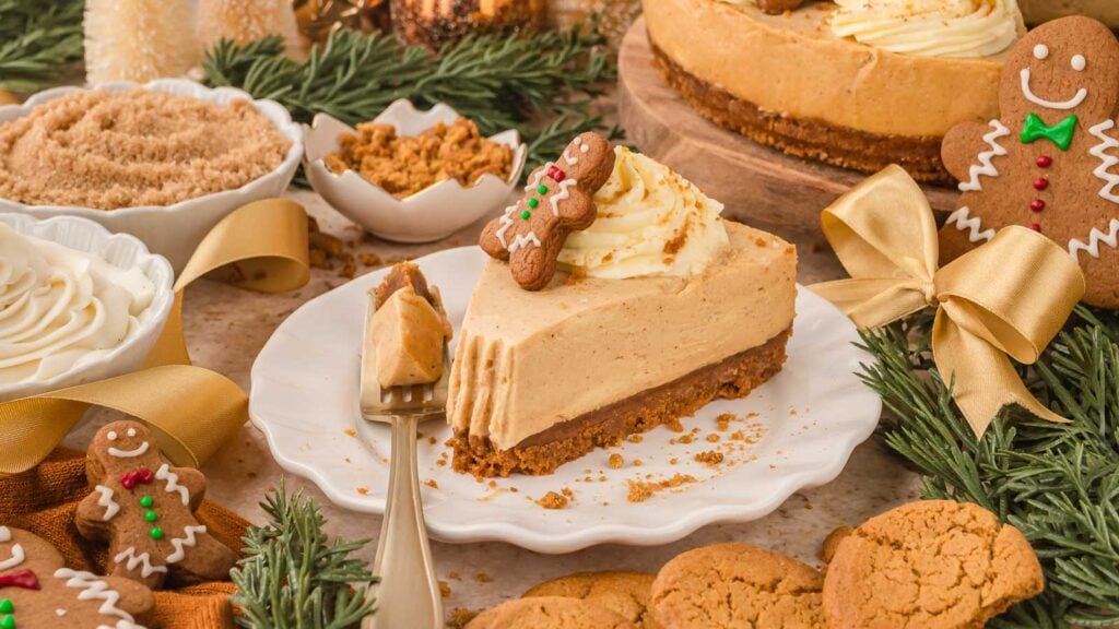 No-Bake Gingerbread Cheesecake by Tessie's Table.