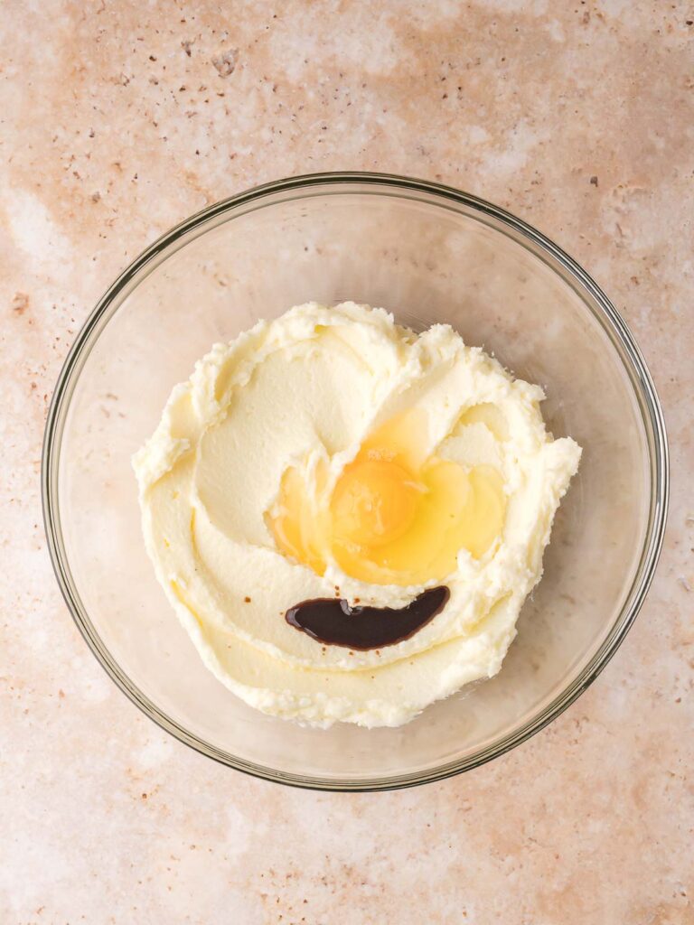 Creamed butter and sugar mixture with egg and vanilla extract added for cookie dough.