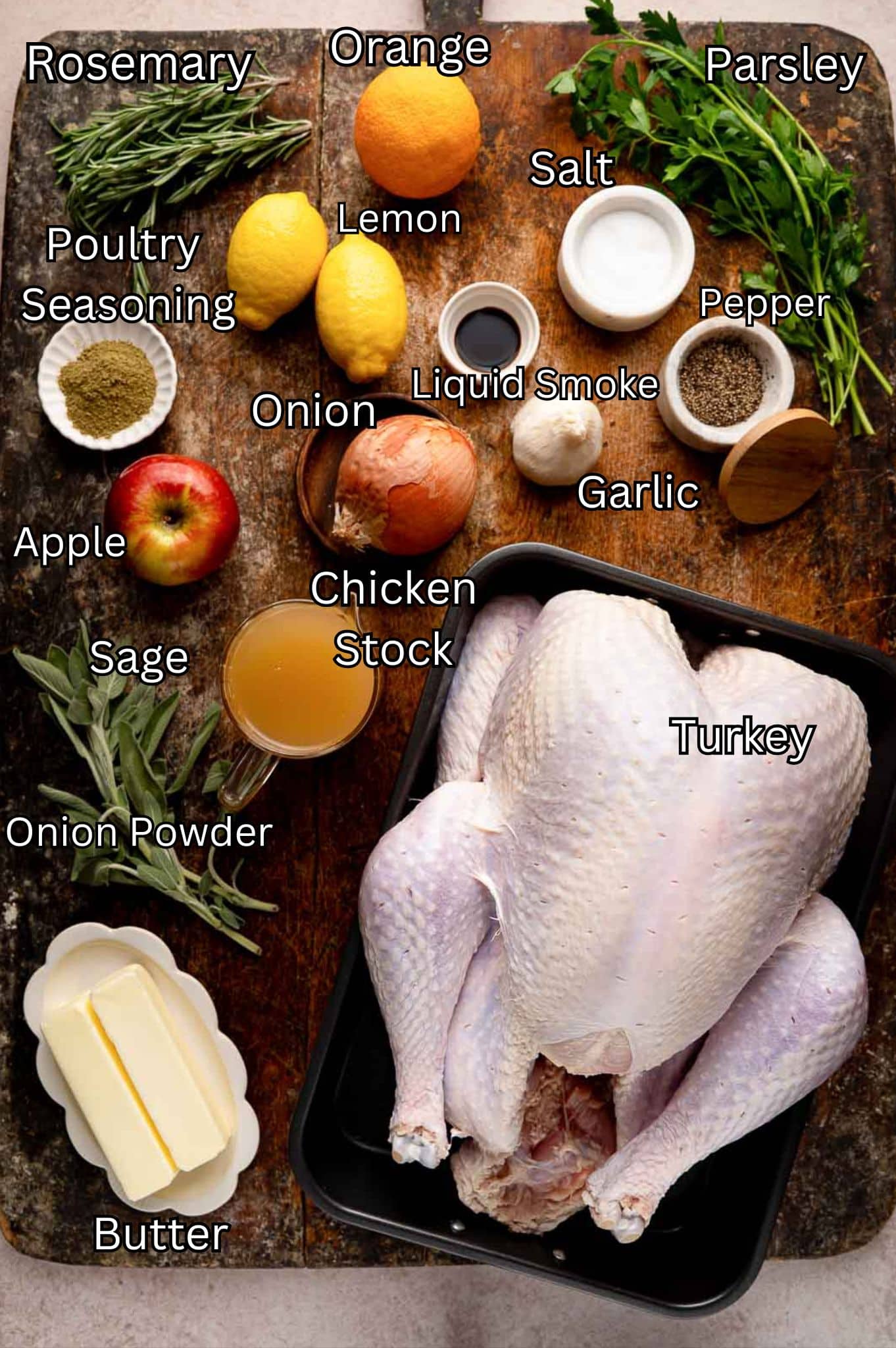 Ingredients for Roast Turkey Recipe Tessie's Table.