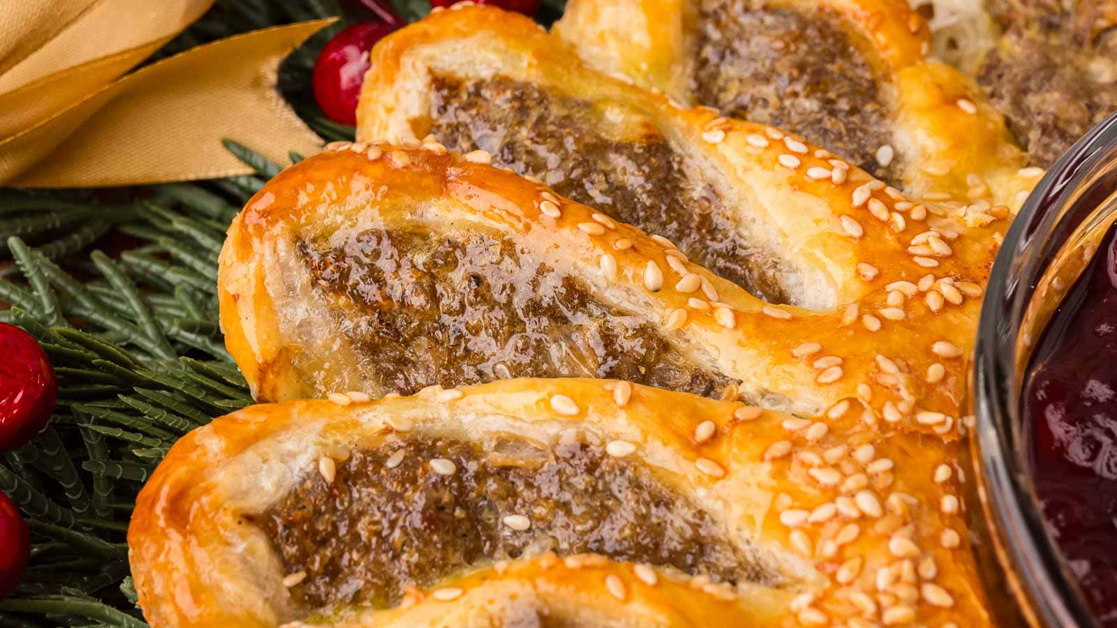 Sausage Roll Wreath By Tessie's Table.