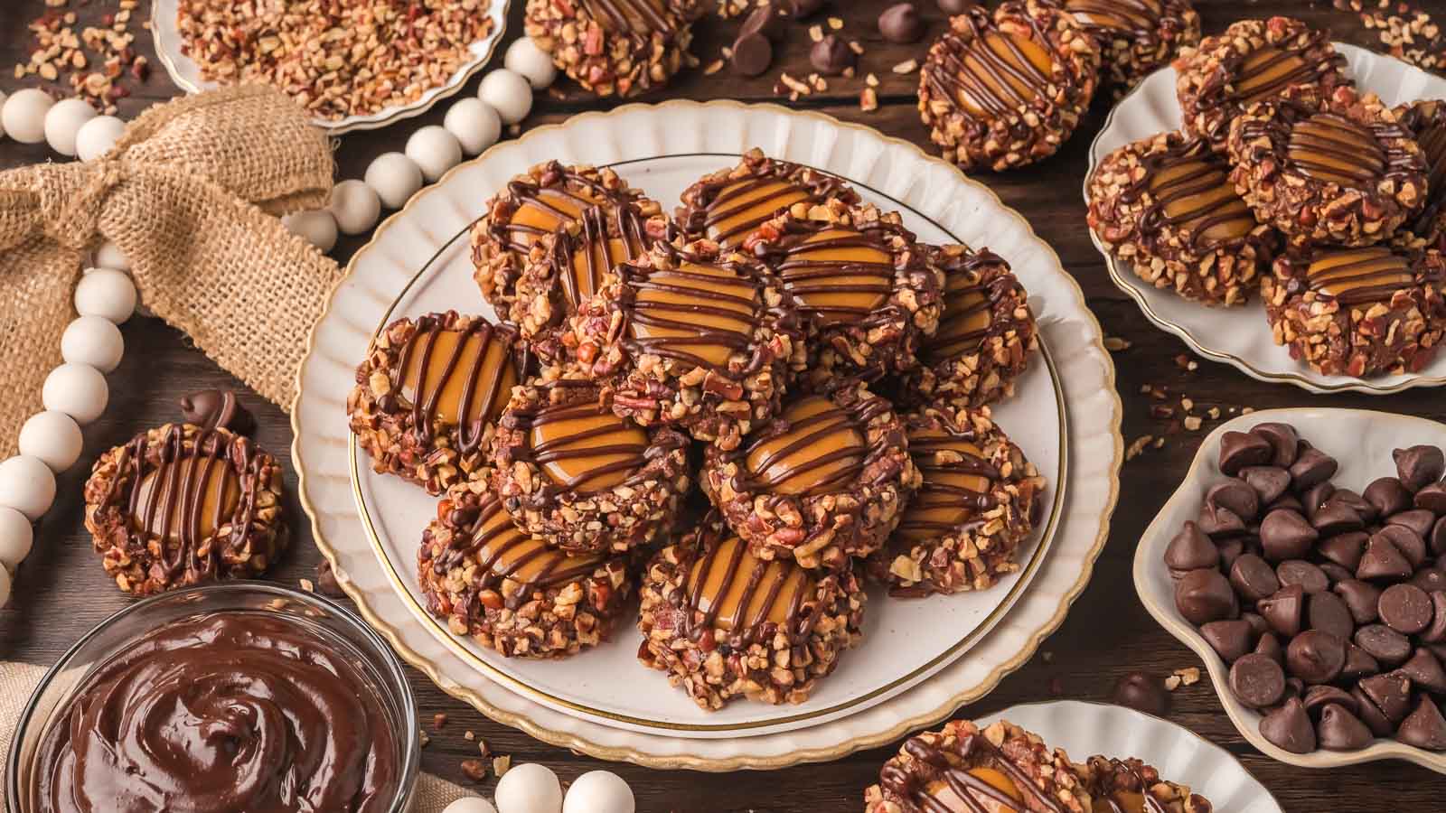 Turtle Thumbprint Cookies by Tessie's Table.