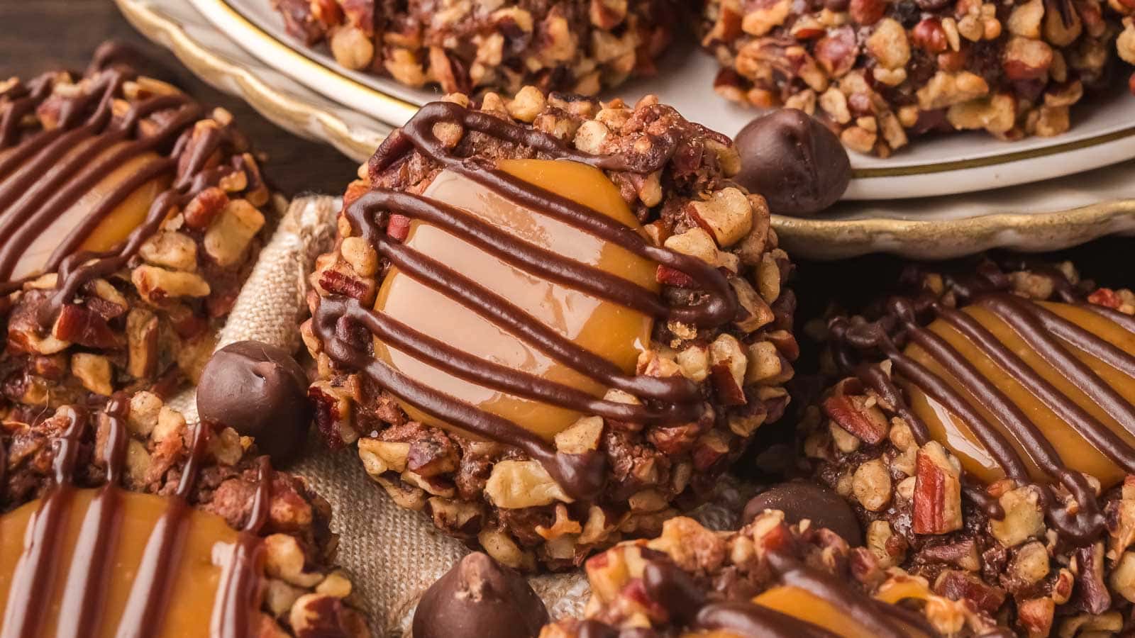 Turtle Thumbprint Cookies by Tessie's Table.