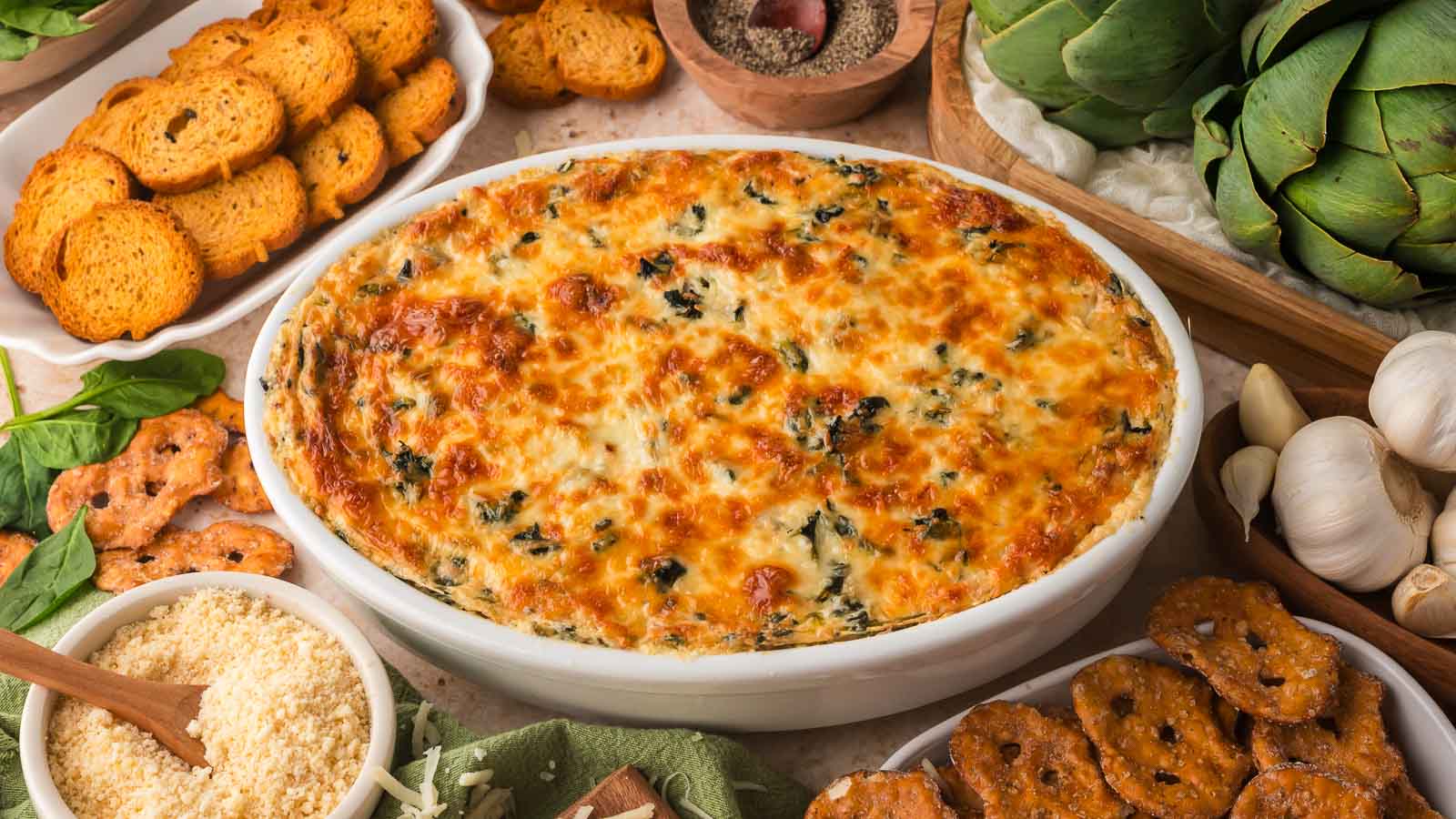 Baked Spinach Artichoke Dip By Tessie's Table.