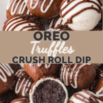 Chocolate dipped Oreo truffles on a white plate.