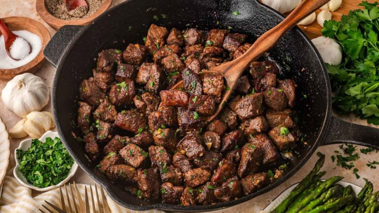 Garlic Butter Steak Bites By Tessie's Table.