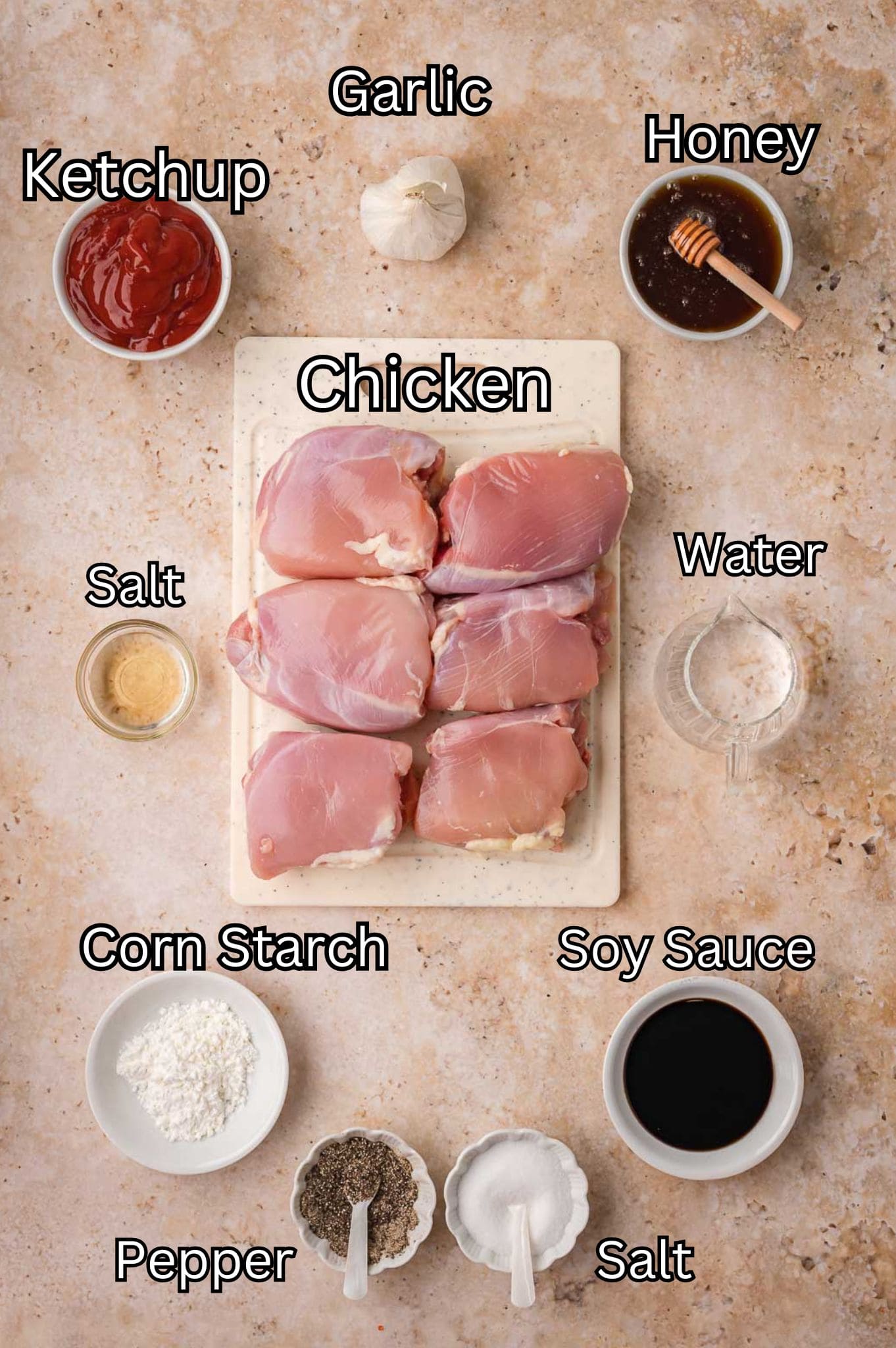 Ingredients for Easy Crock Pot Honey Garlic Chicken.
