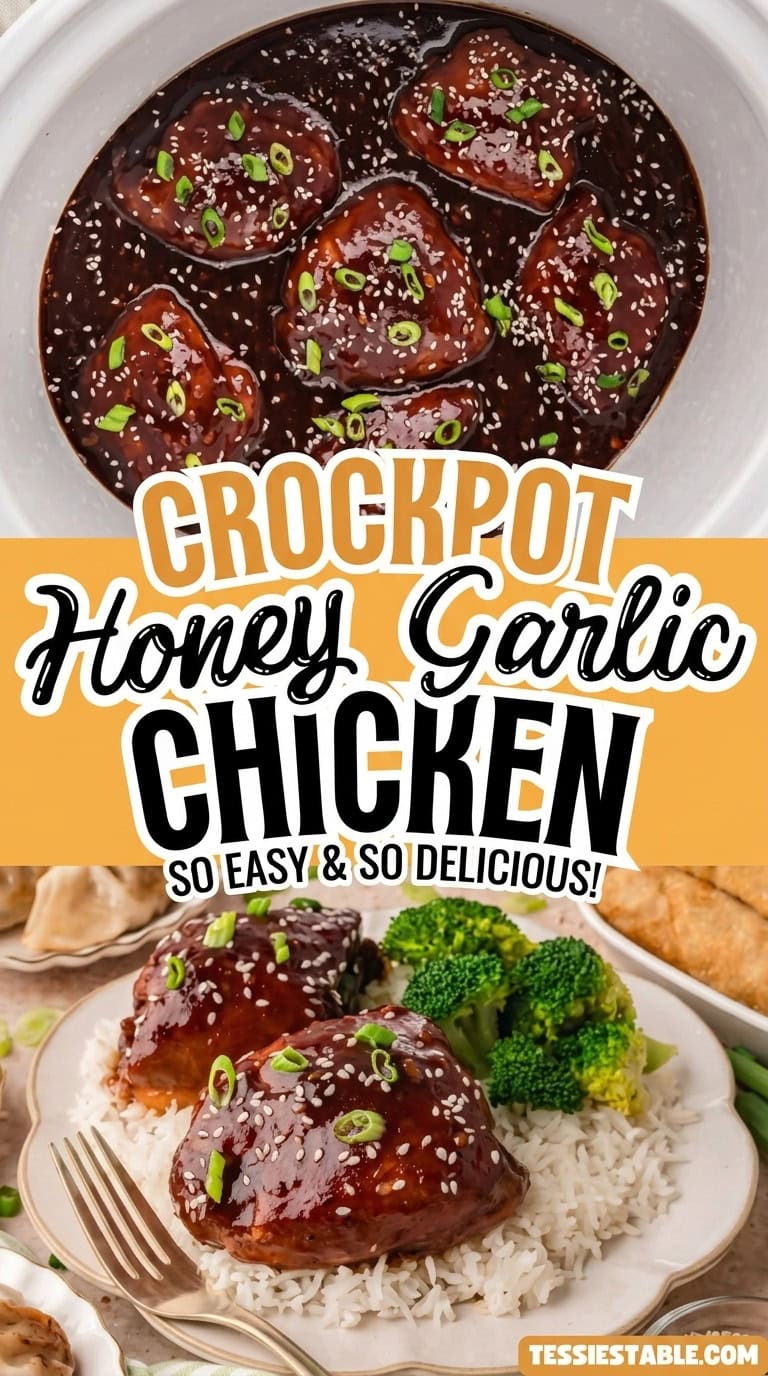 Easy Crockpot Honey Garlic Chicken (Sticky Sauce Recipe)