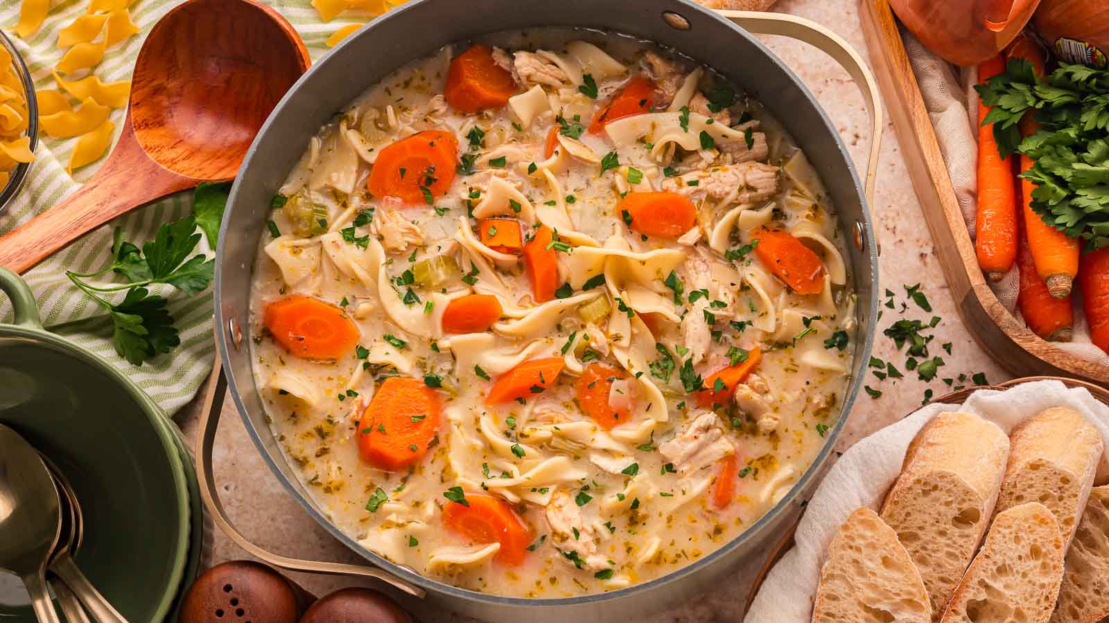 Creamy Chicken Noodle Soup by Tessie’s Table.