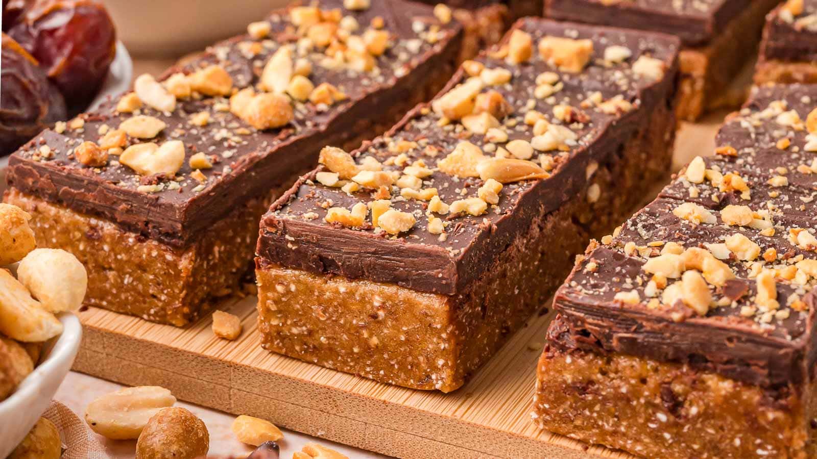Chocolate Peanut Butter Protein Bars by Tessie's Table.