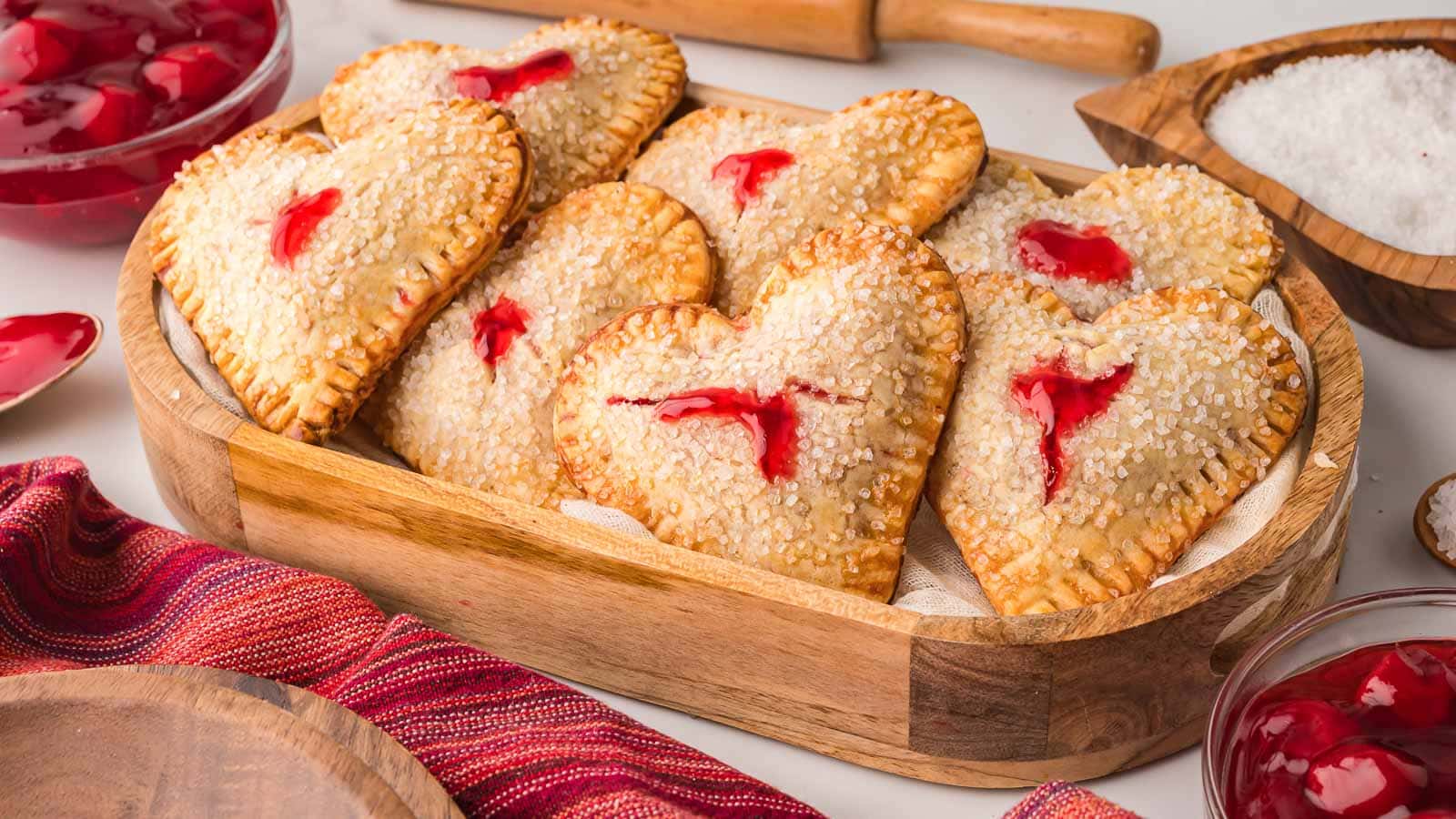Heart Shaped Cherry Hand Pies by Tessie's Table.