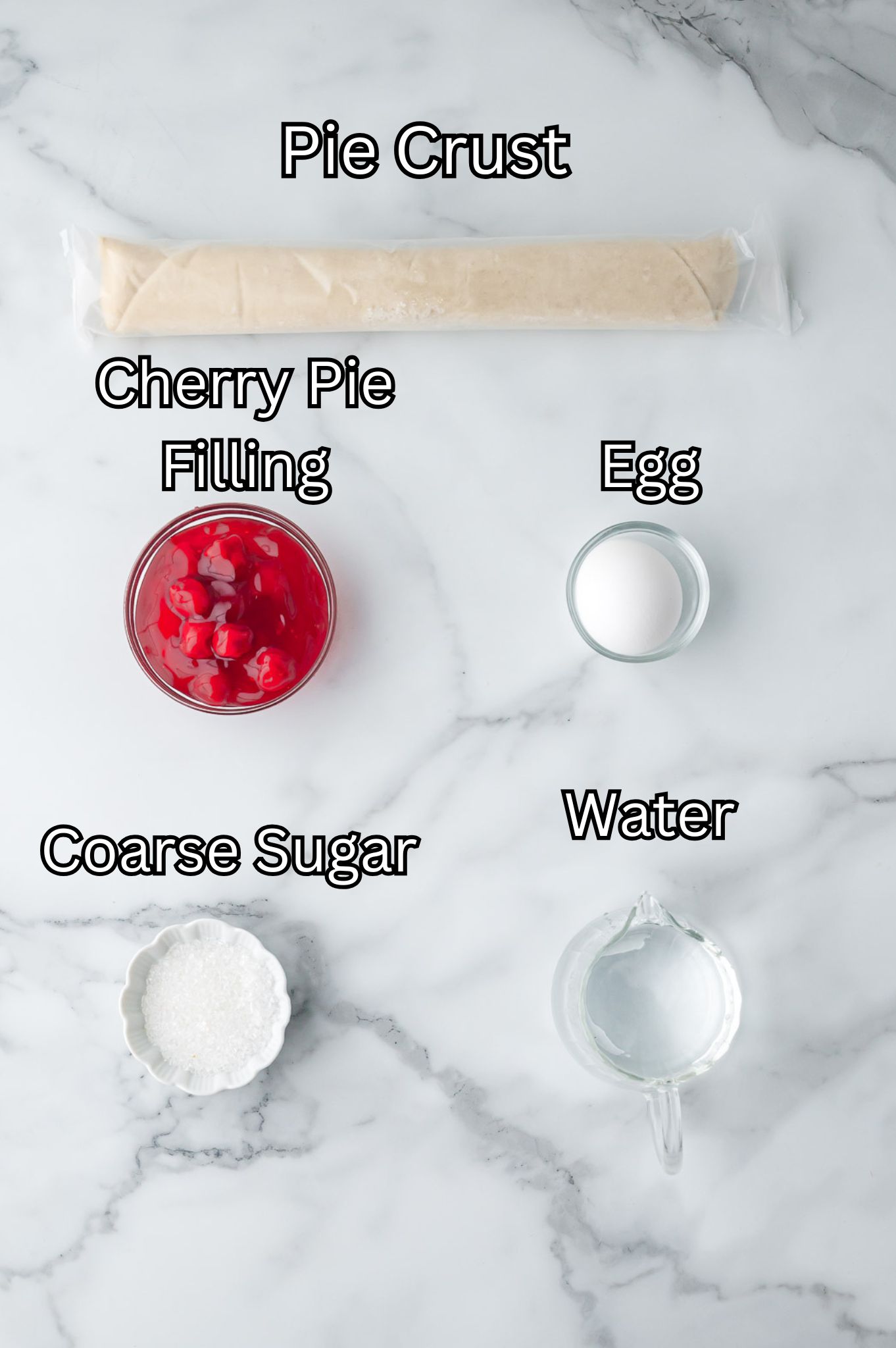 Ingredients for Heart Shaped Cherry Hand Pies by Tessie's Table.