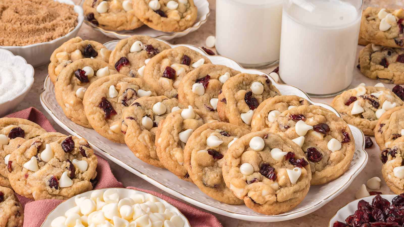 White Chocolate Cranberry Cookies By Tessies Table.