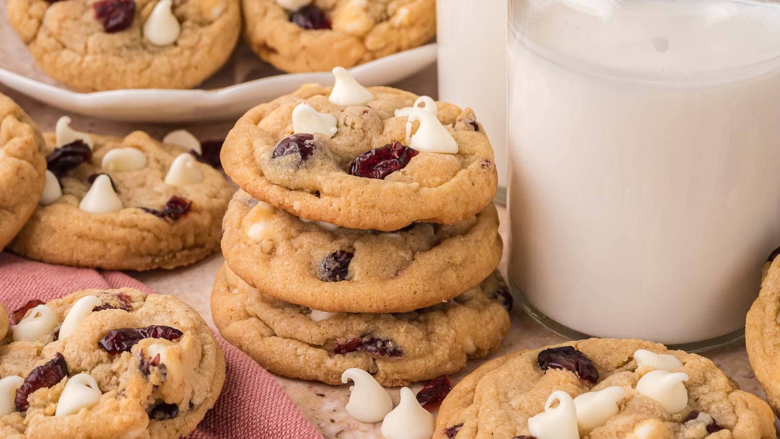 White Chocolate Cranberry Cookies By Tessies Table.