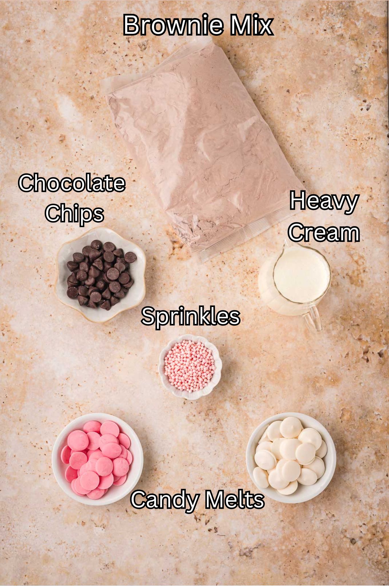 Ingredients for Valentine Brownies by Tessie's Table.