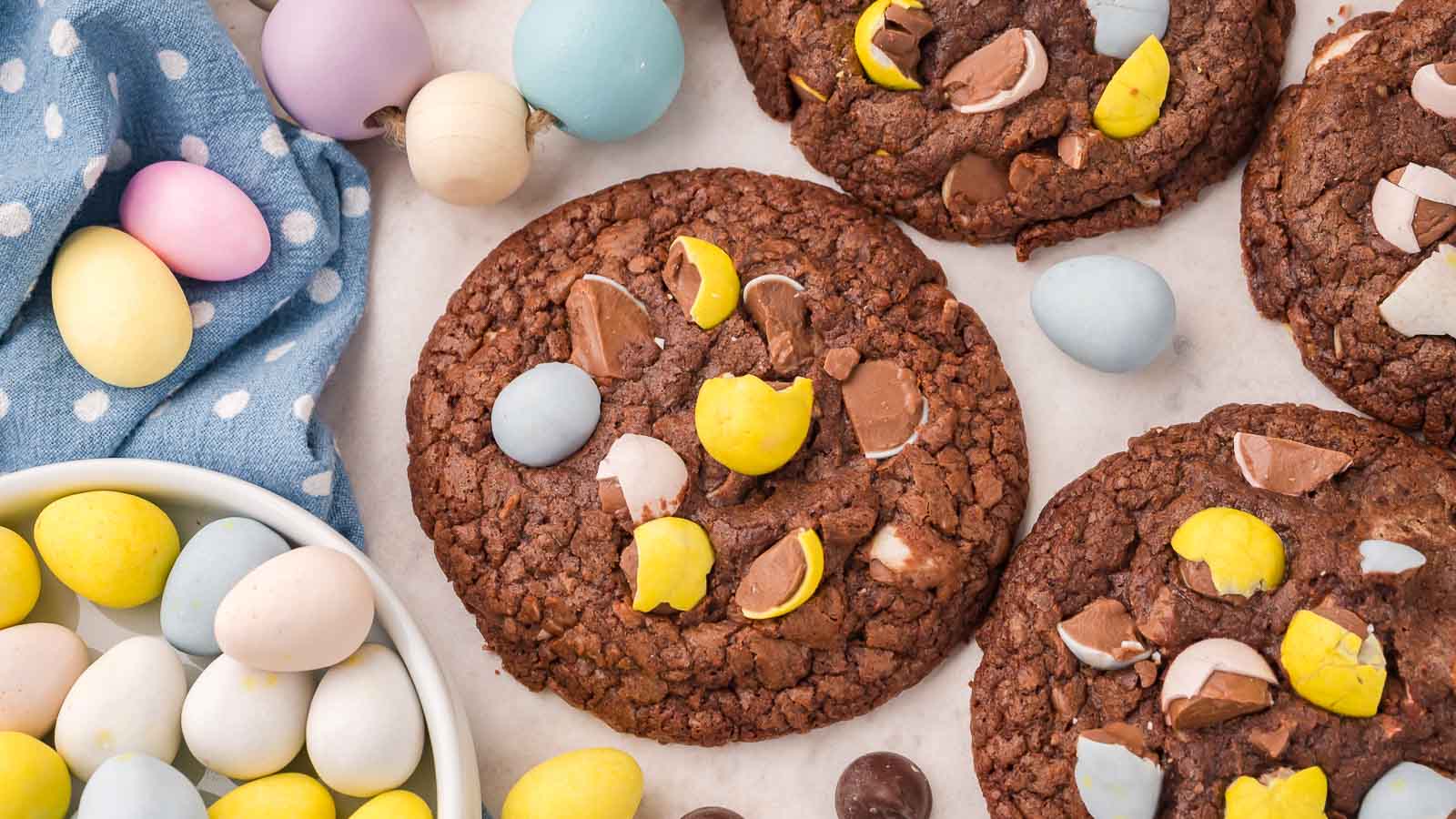 Cadbury Egg Brownie Cookies By Tessie's Table.