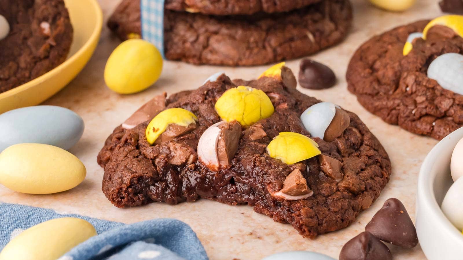 Cadbury Egg Brownie Cookies By Tessie's Table.