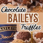 Chocolate Baileys truffles with creamy ganache center coated in cocoa powder and toppings