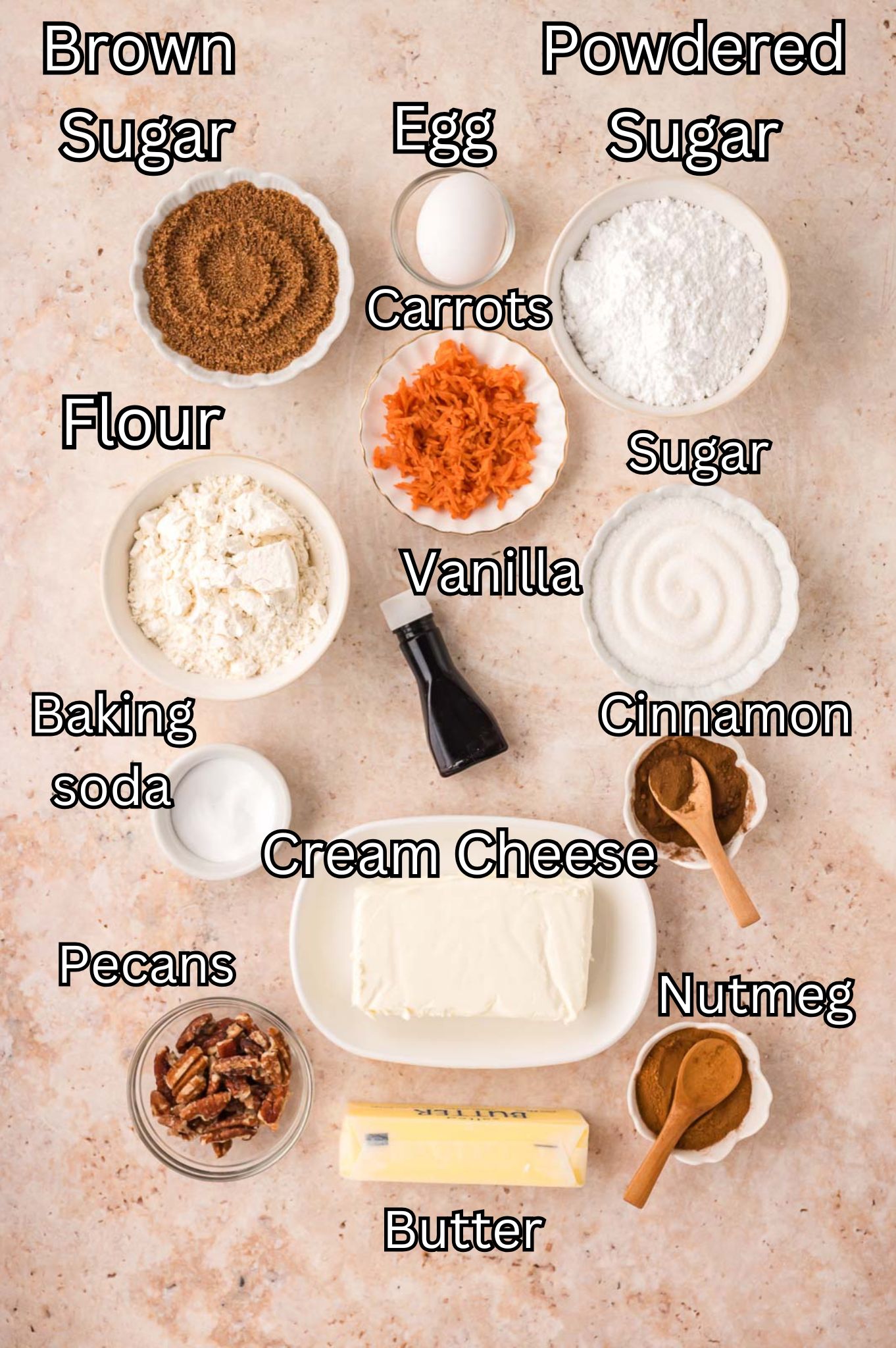 Ingredients for Carrot Cake Cookies By Tessies Table.