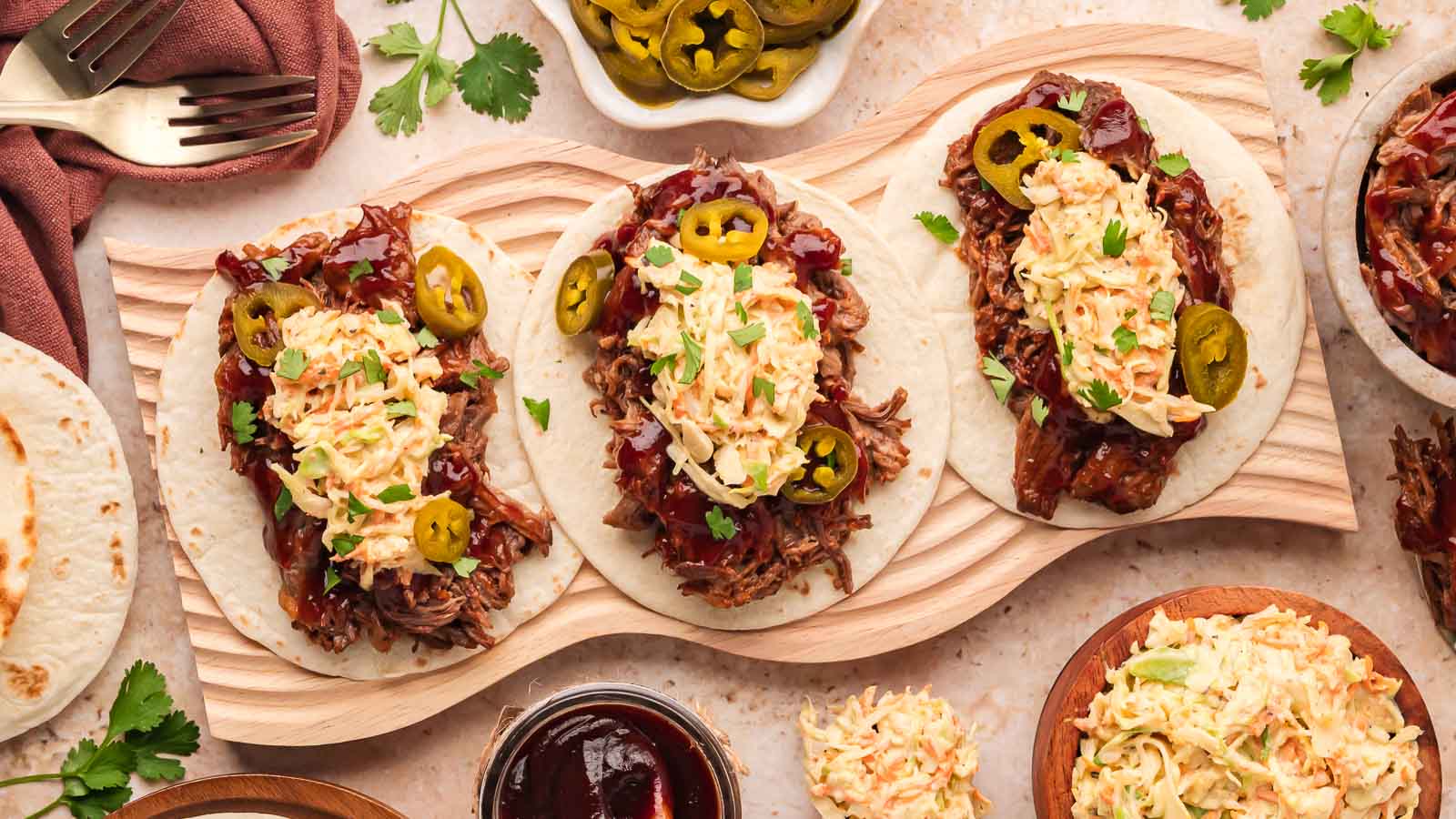 Slow Cooker BBQ Beef Tacos By Tessies Table.