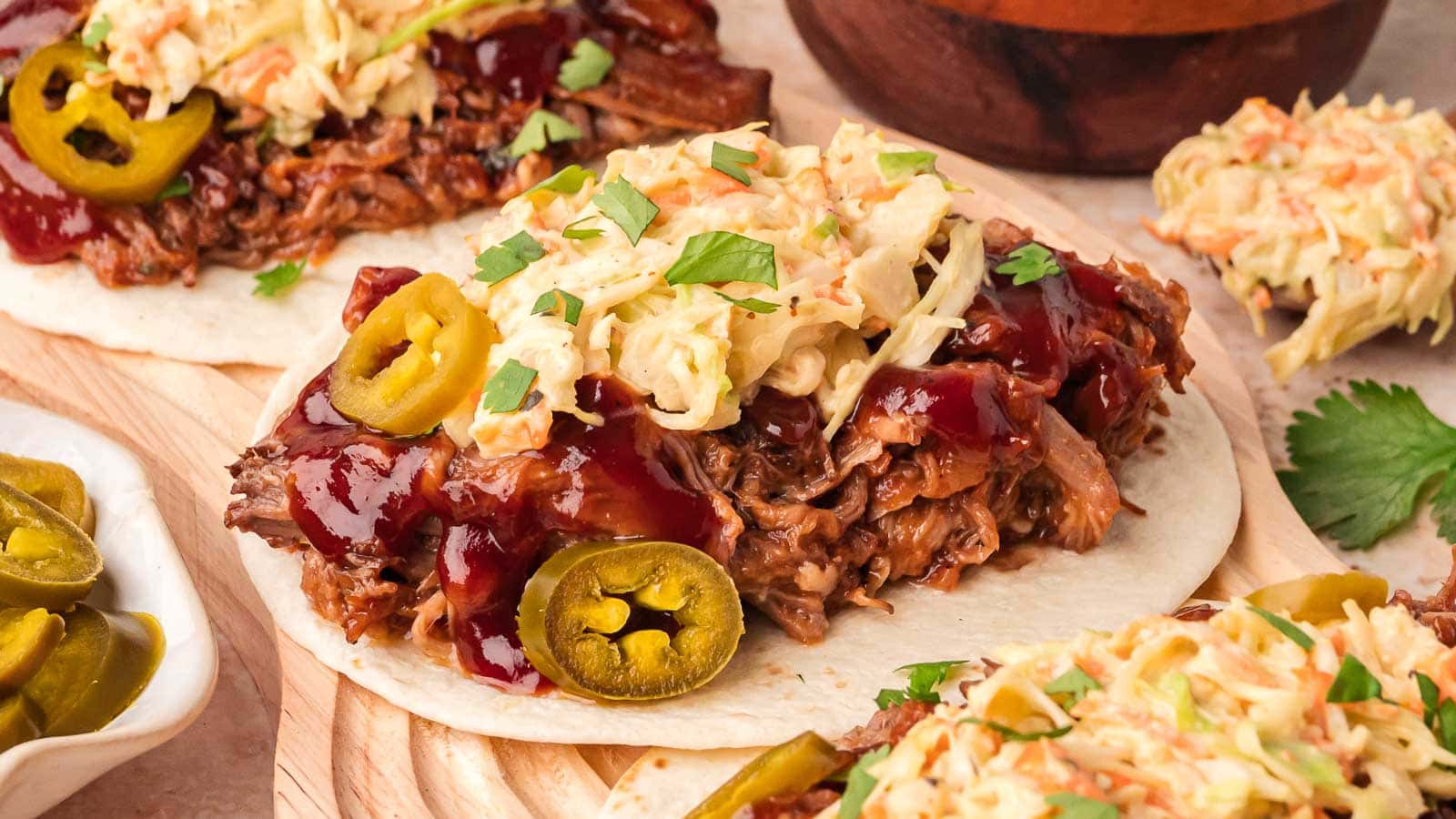 Slow Cooker BBQ Beef Tacos By Tessies Table.