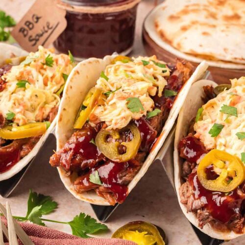 Slow Cooker BBQ Beef Tacos By Tessies Table.