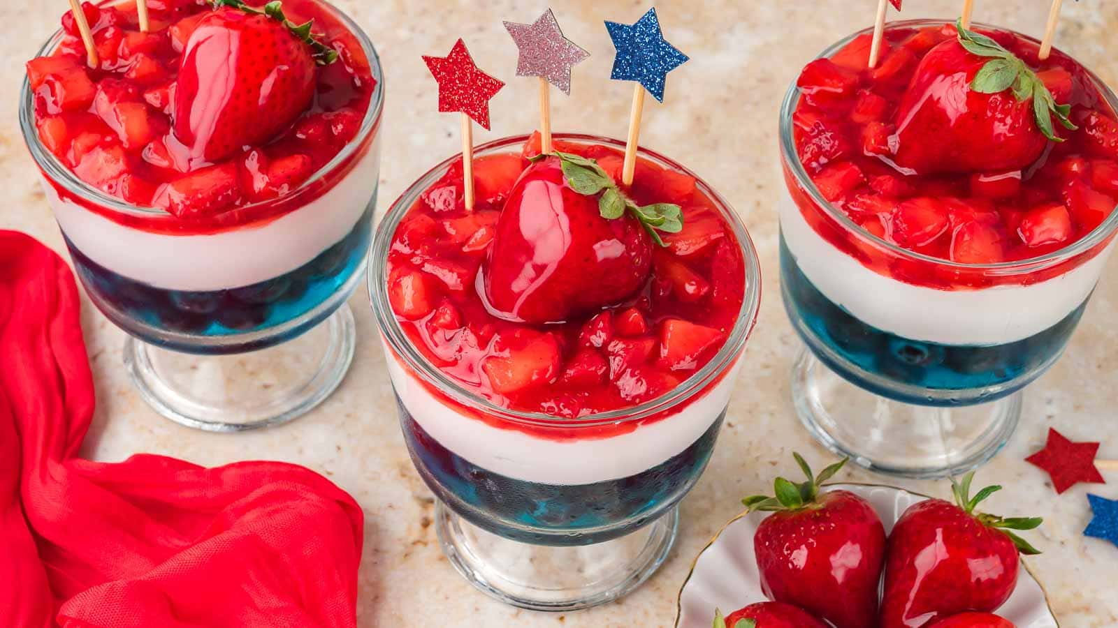 Red White and Blue Dessert Cups By Tessies Table.
