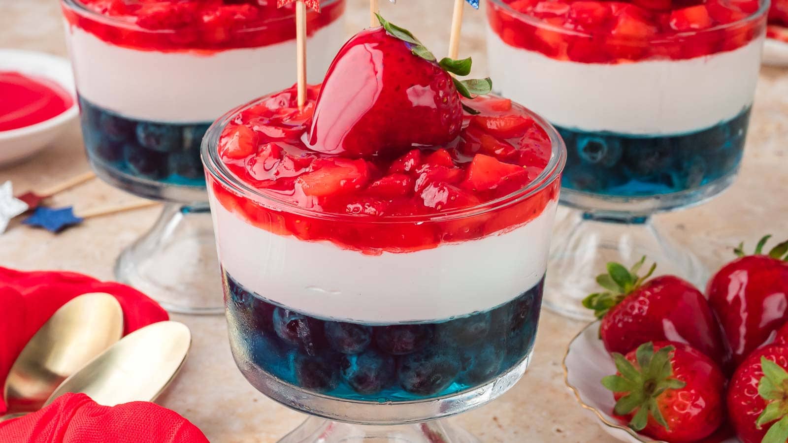 Red White and Blue Dessert Cups By Tessies Table.