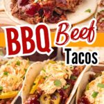 Slow cooker BBQ beef tacos with shredded beef, coleslaw, and jalapeños, labeled perfect for summer.