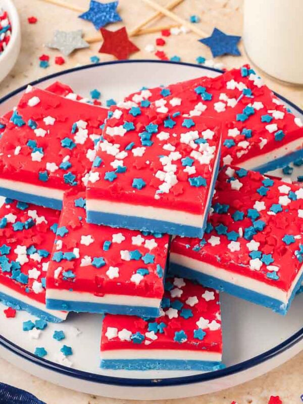 Red White and Blue Layered Fudge