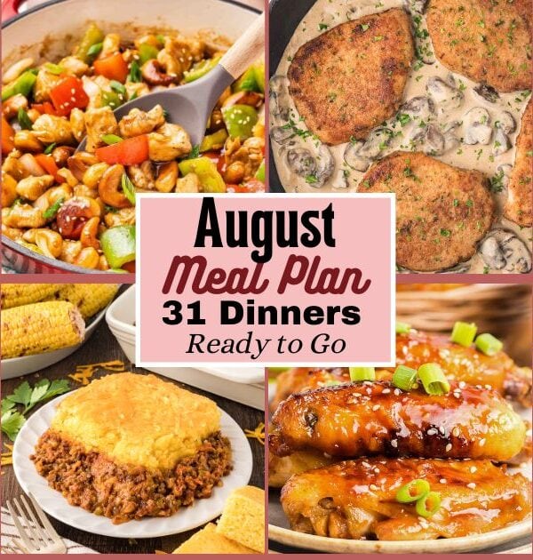 Monthly Meal Plan for August 2026