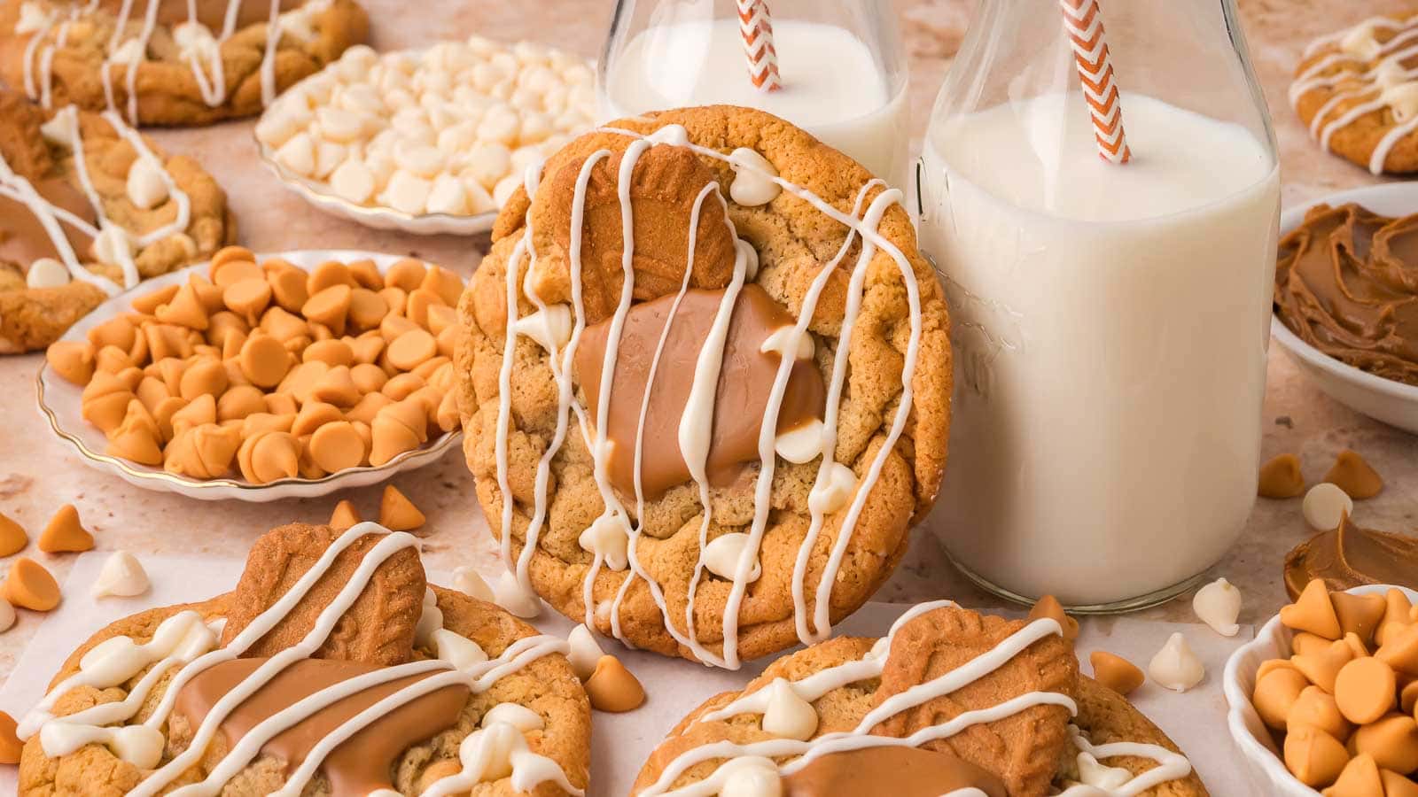Biscoff Stuffed White Chocolate Cookies By Tessies Table.