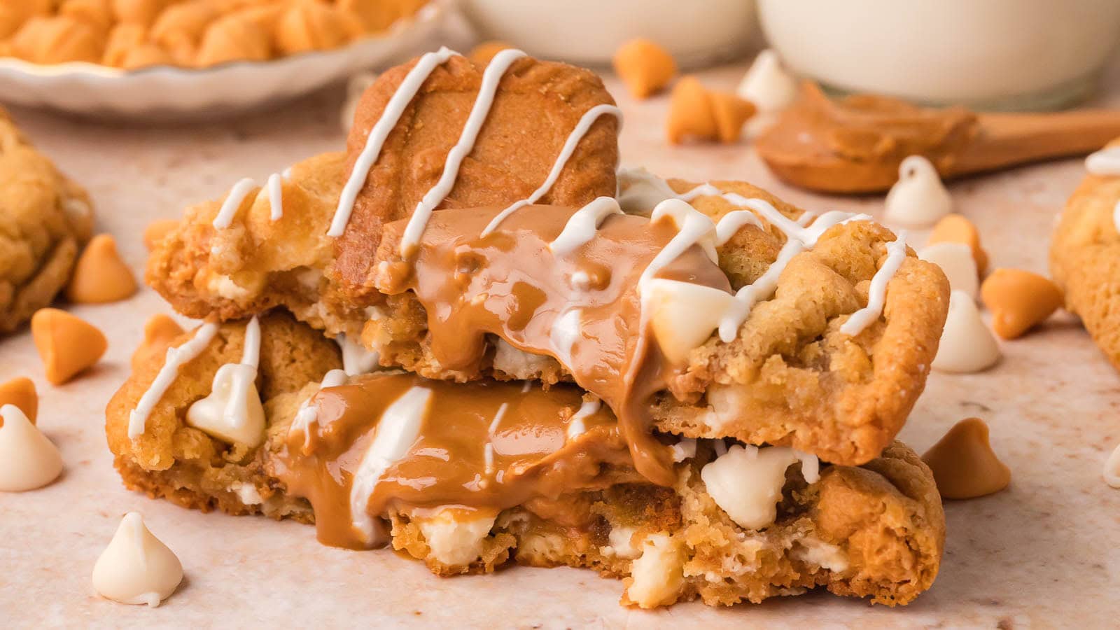 Biscoff Stuffed White Chocolate Cookies By Tessies Table.