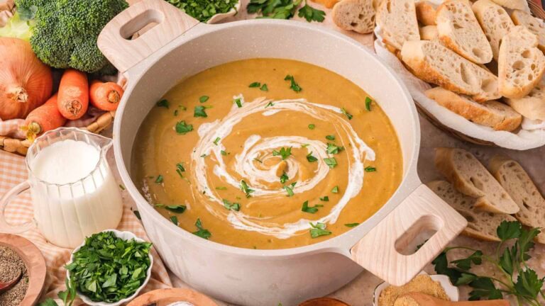Creamy Homemade Vegetable Soup By Tessie's Table.