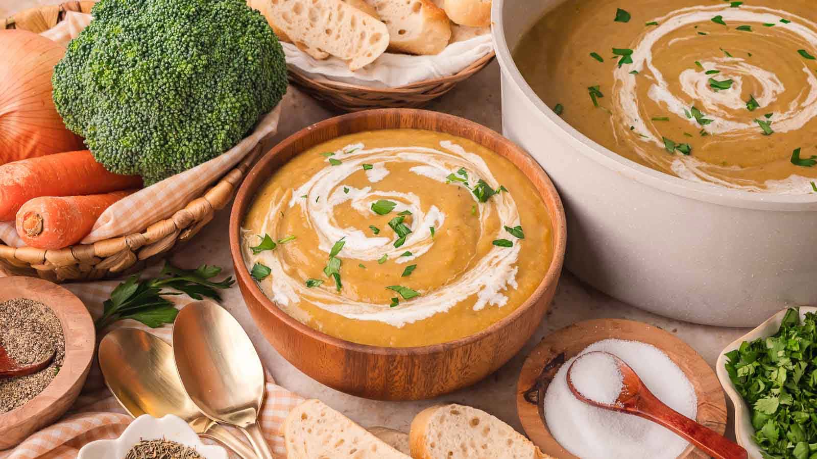 Creamy Homemade Vegetable Soup By Tessie's Table.